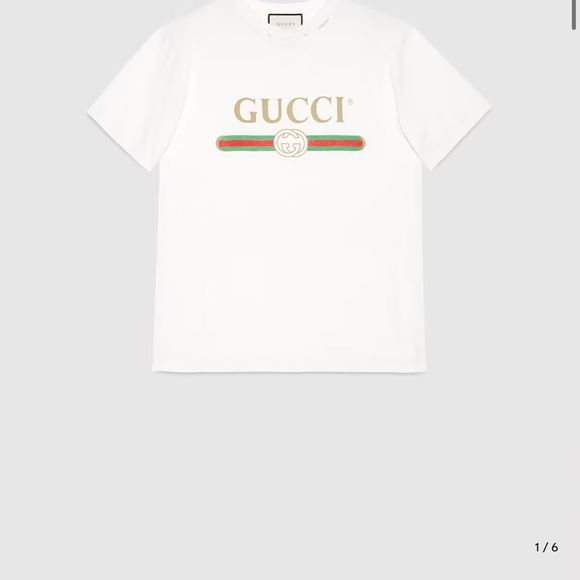NEW Gucci White Tee with Iconic Logo - Picture 2 of 4